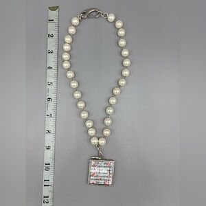 Elegant Pearl Statement Necklace with Silver Inspirational Pendant